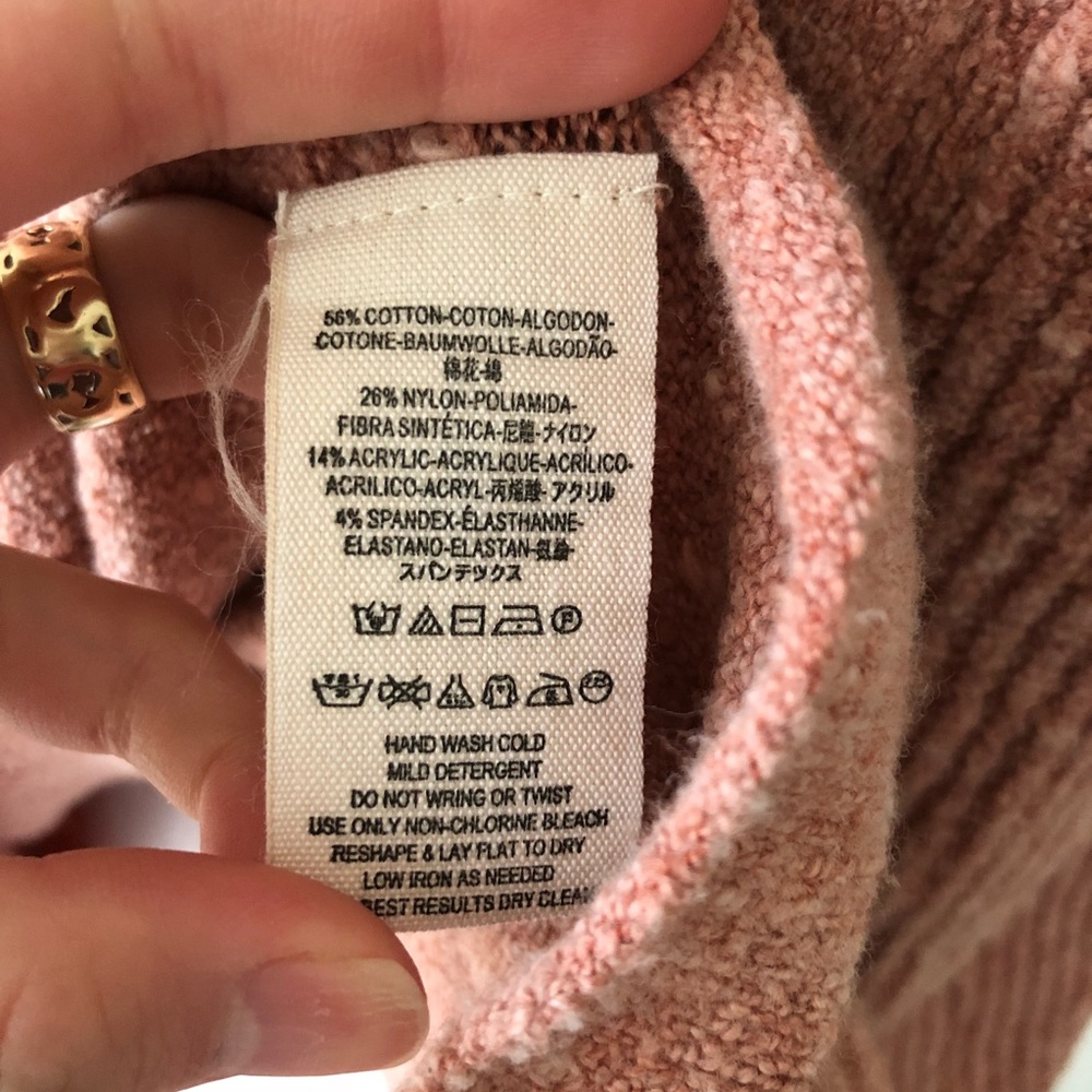 Free people blush pink fuzzy soft knit sweater S - Picture 6 of 6